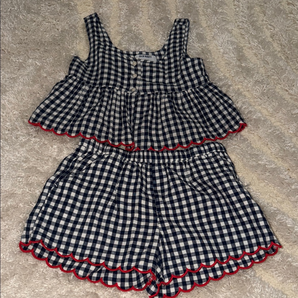 Checkered Sleeveless Top and Shorts Set